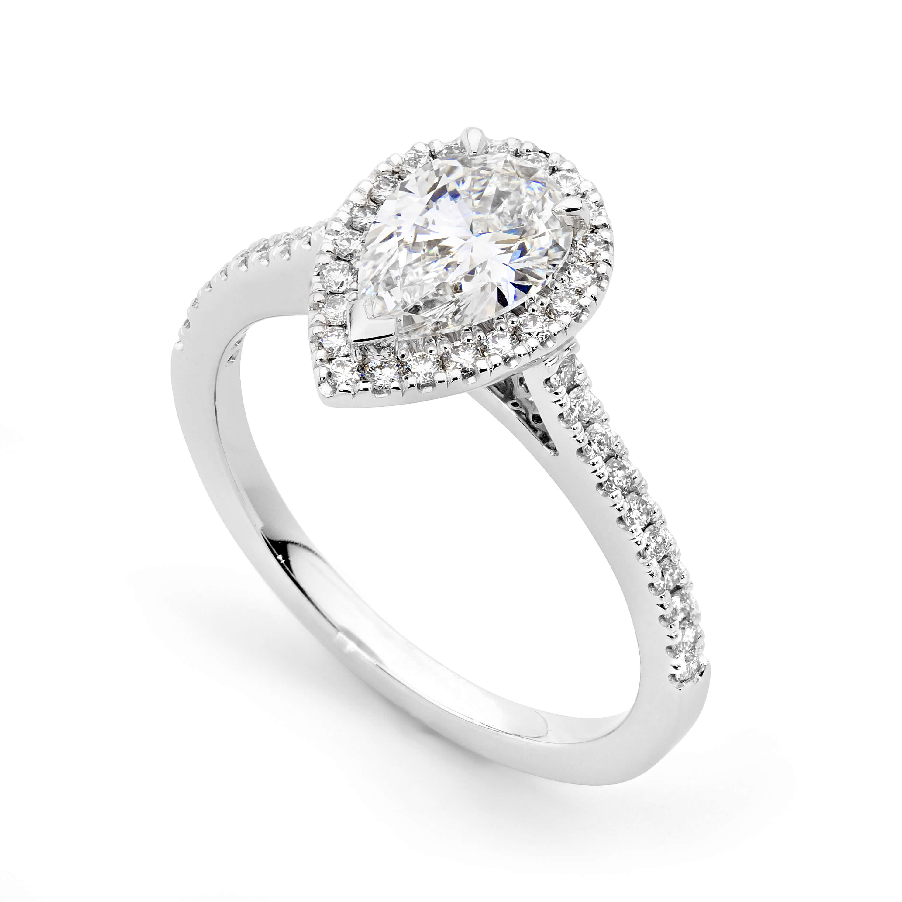 18ct White Gold Pear Cut Engagement Ring